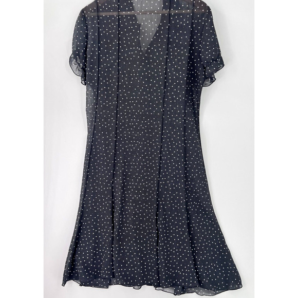 Sandra Darren Button-Down Lightweight Polka Dot Dress Black/White Women's 10P - Picture 3 of 6